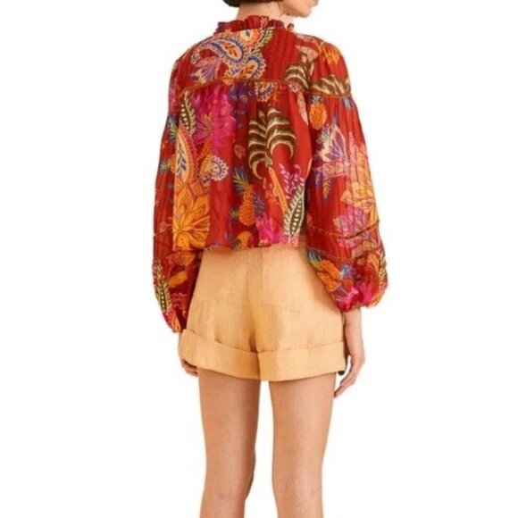 Farm Rio Mystic Bush Red Floral Blouse Tropical Print - Picture 5 of 6